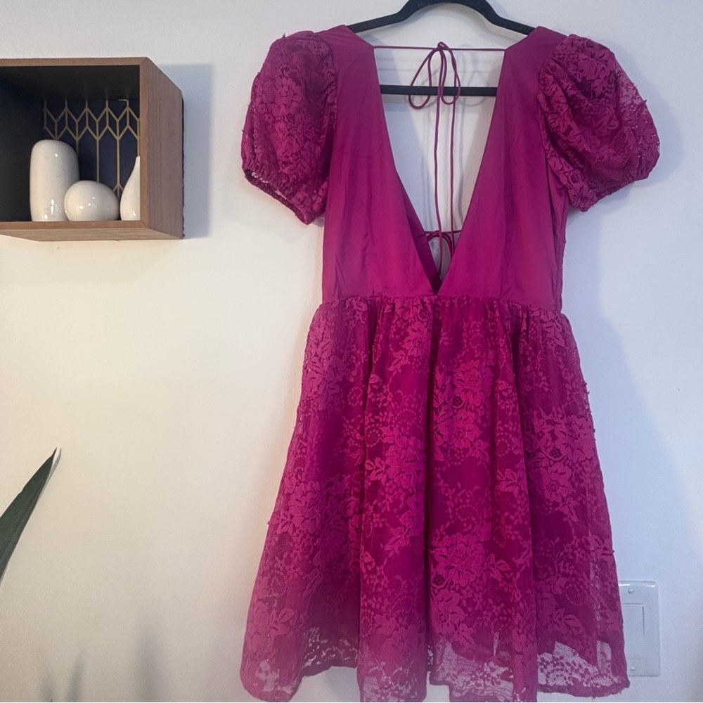 NWT For Love And Lemons berry  Sonja Lace Mini Dress